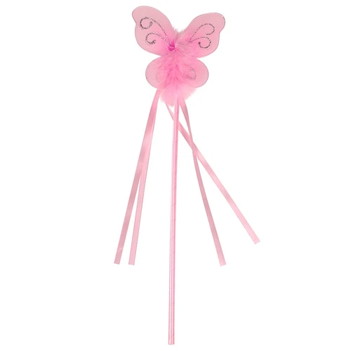 Toverstaf met vlinder roze