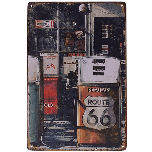 Metalen plaatje - Route 66 Gasstation
