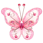 Haarklemmetje Roze Organza Vlinder met Steentjes en Glitters - 6x5cm