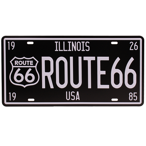 Amerikaans nummerbord - Route 66 Zwart/Wit - Illinois - Metalen bord 15x30