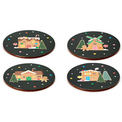 Onderzetters Set 4 Stuks - Gingerbreadhouse Baker Street - Rond - 10x10cm