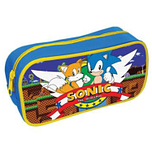 Etui / Pennenzak - Sonic The Hedgehog - Blauw & Geel - Gameplay & Sonic & Tails - 22x11x5,5cm