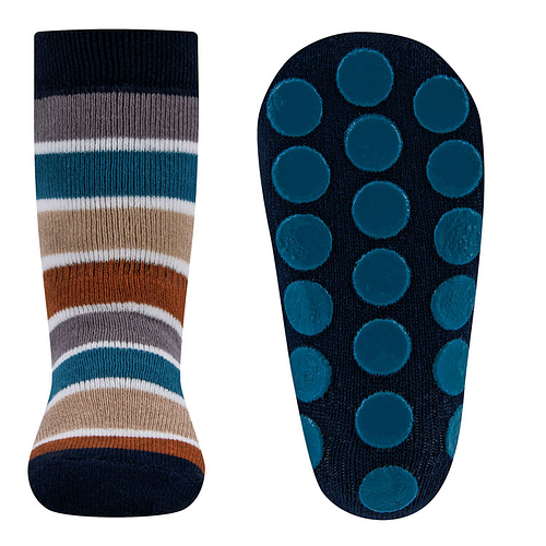 Antislipsok Ewers - Gestreept - Donkerblauw/Bruin/Beige/Staalblauw/Grijs/Wit - Siliconennoppen