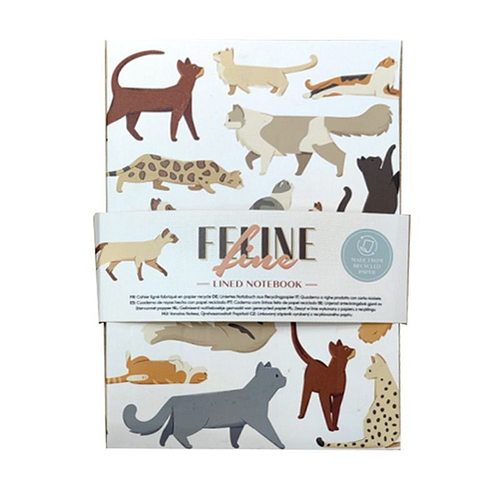 Notitieboekje A5 - Feline Fine Cats - Gerecycled - Gelinieerd - 21x14.5x0.5cm