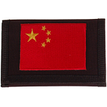 Zwarte klittenbandportemonnee 12x9cm - Applicatie 8x6cm vlag China