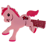 Haarclipje met glitters pony roze - 6 cm