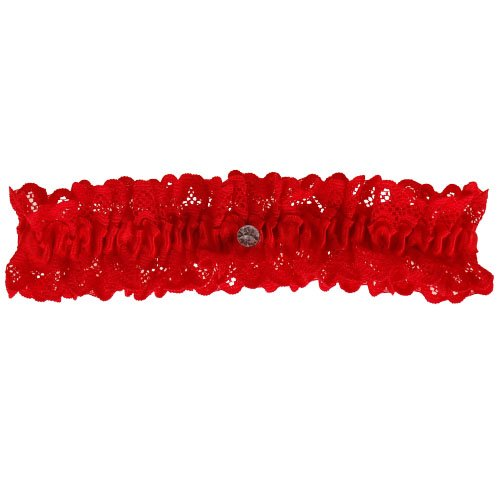 Rode Kousenband grote maat - met kant en strass steentje