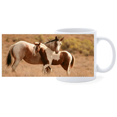 Beker - Paarden Paint Merrie met Veulen Bruin gevlekt