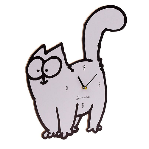 Klok - Simons Cat - Zwart/Wit - 33x31x4cm