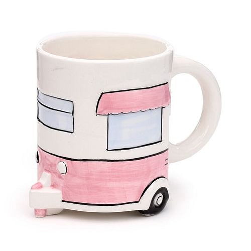 Beker/Mok - Caravan Roze - Home Is Where You Park It - Keramiek - 560ml