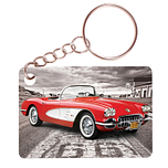 Sleutelhanger 6x4cm - Corvette Rood/Wit - Route 66