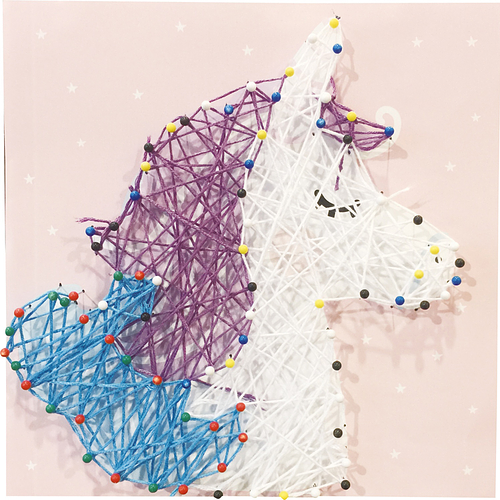 Knutselset - String-Art Eenhoorn / Unicorn - Roze - Hobby DIY Kind 3+ - 21x21cm