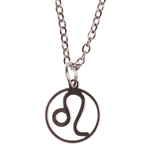 Kinderketting Zilverkleurig 45cm - Hangertje Sterrenbeeld RVS -  Leeuw