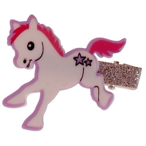 Haarclipje met glitters pony wit - 6 cm