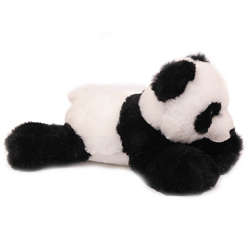 Superzachte Eco Knuffel met geborduurde oogjes - Panda liggend 23 cm