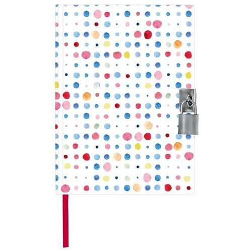 Dagboek met slotje - Dots - 14.8x21x1.5cm
