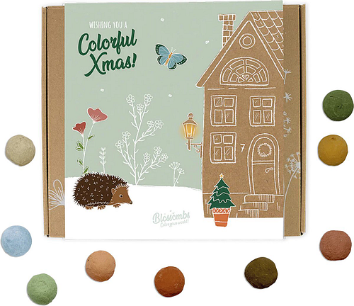 Blossombs Kerst Giftbox - Wishing you a Colorful Xmas! - Doosje met 9 Bloembommetjes - 100% Natuurlijk