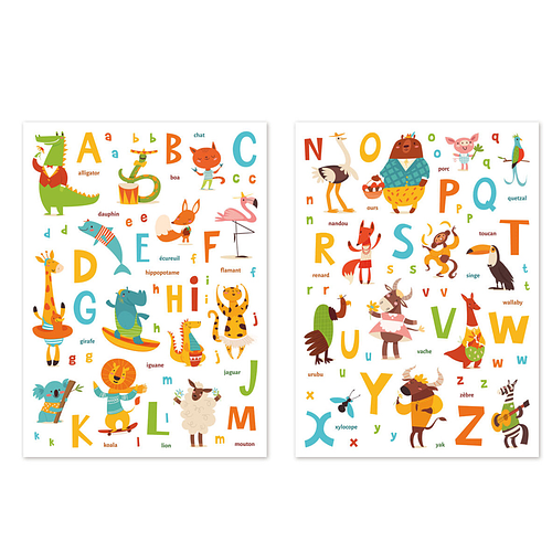 Stickers - Dieren Alphabet - Scrapbook Hobby DIY - 2 Stickervellen - 0.8-5.7cm - 130 Stuks