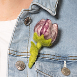 Broche Vilt Bloem - Tulpje "Pipa" Paars/Wit - 8cm - Fairtrade Accessoire