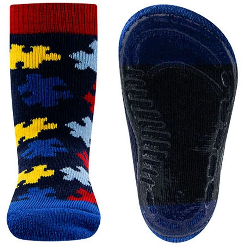Antislipsok Ewers - Donkerblauw met Puzzelstukjes en Rode Rand