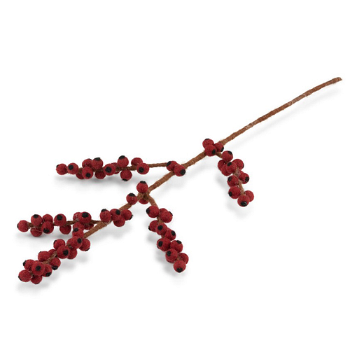 Vilt - Tak met Besjes - Ilex Hulst - Rood - 50cm - Fairtrade Homedeco