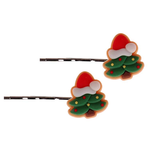 Schuifspeldjes Zilverkleurig Kerstthema - Kerstboom & Kerstmuts - Set 2 Stuks - 2,5cm