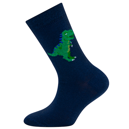Sokken Ewers Kindermaat - Donkerblauw met T-Rex Dinosaurus Groen
