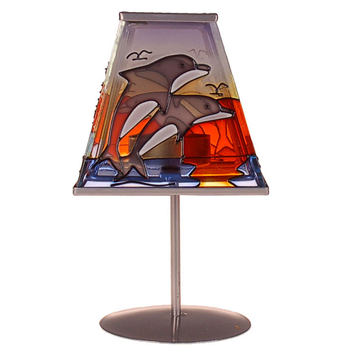 Kaarsenstandaard - Waxinelichtjeshouder - Dolfijnen - Glas - 16x10x10cm