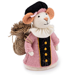 Pietermuis Vilt Fairtrade - Piet Lichtroze met Jute Zak - Lichtroze & Creme & Zwart - 18cm