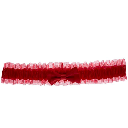 Kousenband grote maat - rood met strikje