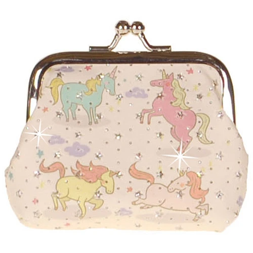 Knipportemonnee off-white met eenhoorns