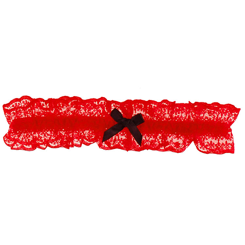 Kousenband Rood Kant met Zwart Strikje