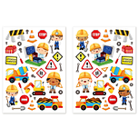 Stickers - Bouwplaats Verkeersborden/Gereedschappen/Bouwvakkers - Scrapbook Hobby DIY - 2 Stickervellen - 0.9-6cm - 63 Stuks