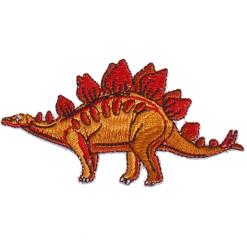 Strijkapplicatie Dinosaurus Stegosaurus Rood/Oranje 10x5,5 cm