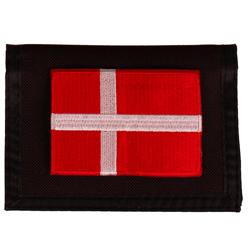 Portemonnee zwart 14x10cm - Vlag Denemarken - 8x6cm 