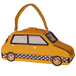 Handtas - Yellow Cab Taxi Geel - incl Schouderband - Strass & Goudkleurige Accenten - PVC - 34x14x13cm 