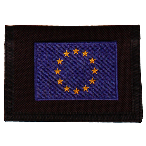 Portemonnee zwart 14x10cm - Vlag Europa - 8x6cm 