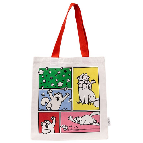 Tas Shopper - Simons Cat - Groen&Blauw&Rood&Geel&Roze - Afbeeldingen - Herbruikbaar - 39x37cm