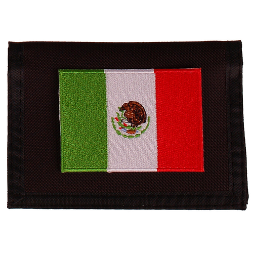 Portemonnee zwart 14x10cm - Vlag Mexico - 8x6cm 