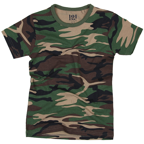 T-shirt camouflage groen/woodland kind