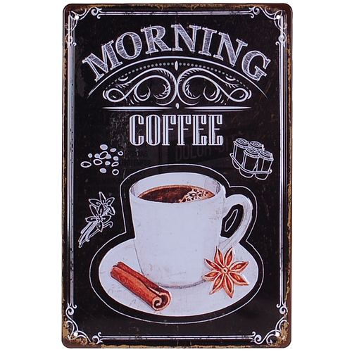 Metalen plaatje - Morning Coffee