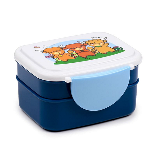 Bentobox/Lunchbox - Highland Cows / Schotse Hooglander Adoramals Cartoon - Bestek - 9x15,5x14cm